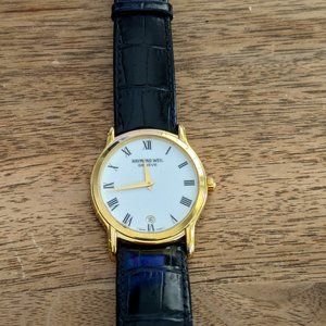 VINTAGE Raymond Weil Quartz dress watch (#5571; c. 2000s). 18K electroplated